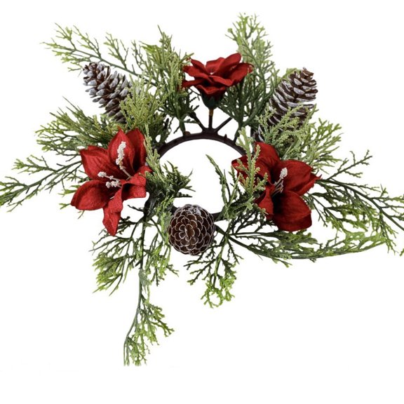 Orangide Christmas Candle Wreath Ring, Pinecone Candlestick Decor, Aromatherapy Table Centerpiece for Home, Dining Table, Mantel 12 In
