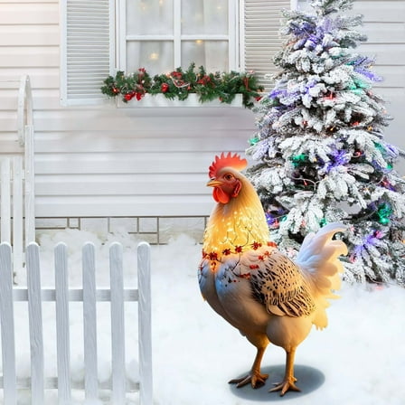 Orangide Christmas Chicken Ground Plug Decoration for Outdoor Garden Farm Holiday Yard Festive Display