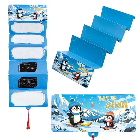 Orangide Christmas Money Holder Gift Card Wallet with 10 Slots & Envelope Multiple Surprise Money Holder Christmas Clever Gift Card for Party Supplies