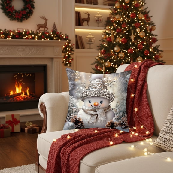 Orangide Christmas Santa Claus Pillow Cover 17.7x17.7 Inches Decorative Soft Cozy Pillow Cases for Living Room