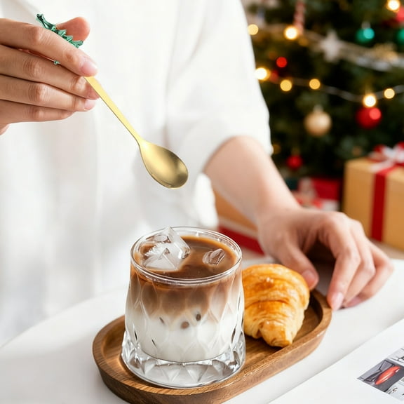 Orangide Christmas Tree Shaped Cutlery Stainless Steel Spoon Fork for Coffee Fruit Dessert Holiday Party Dining Accessories Gift