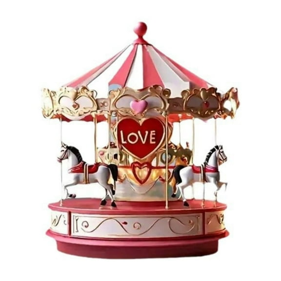 Orangide Christmas Village Carousel Decoration with LED Illuminating Rotating Music Box,Beautiful Building Collection for Women Gift