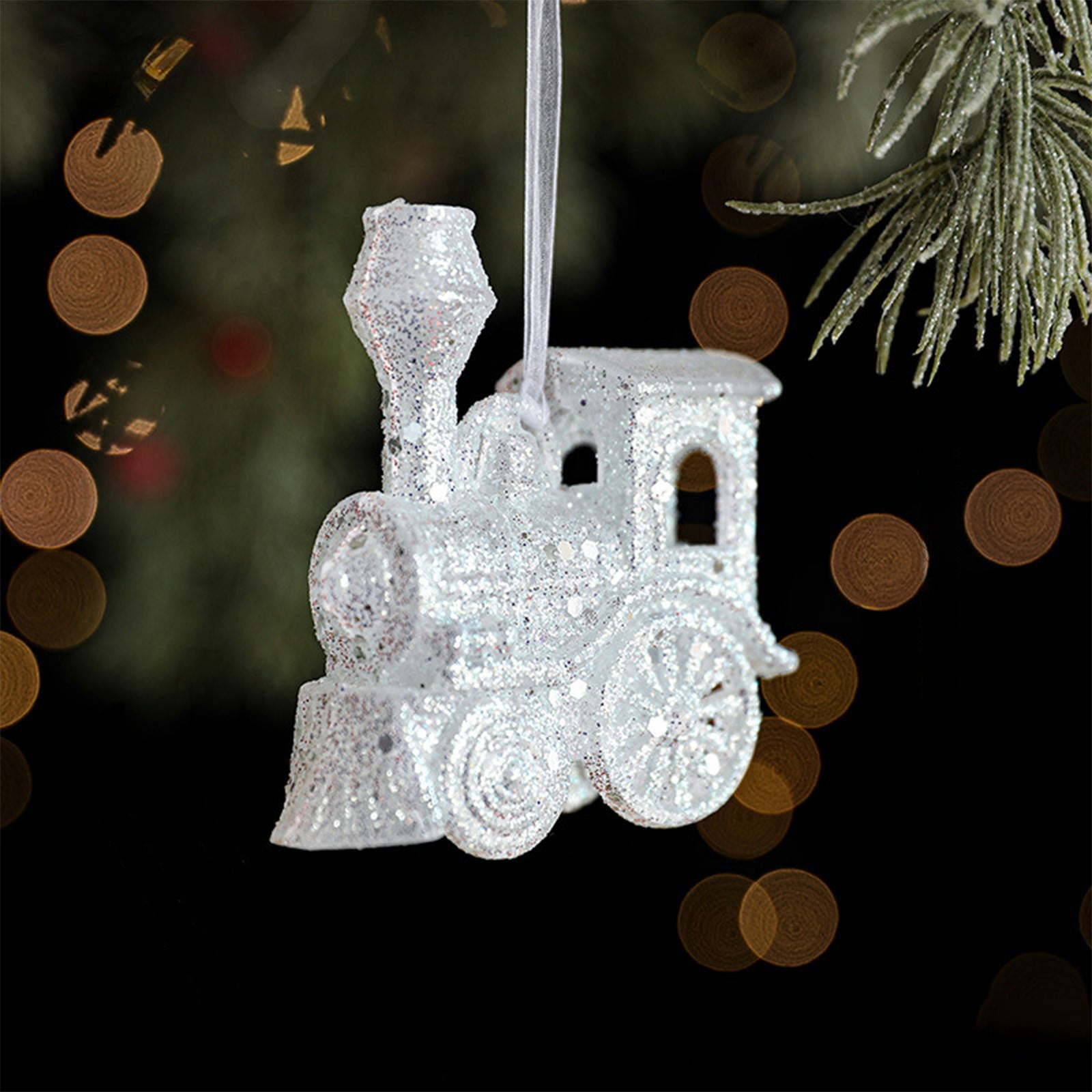 Orangide Christmas White Glitter Snowflake Ornament Set Sparkly ...