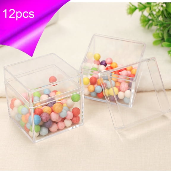 Orangide Clear Square Storage Box With Lid 12 PCS Small Organizer For Candy Jewelry Beads Craft Supplies Home Kitchen