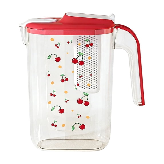 Orangide Cold Water Pitcher with Spigot, 2.5 Quart Large Capacity Glass Dispenser for Fridge, Fruit Infuser Iced Tea Maker for Living Room or Party