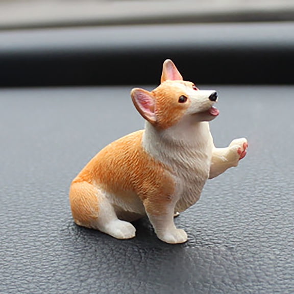 Orangide Corgi Decoration Mini Cute Simulation Puppy Dog Model Toy Car Dashboard Decor for Home Office Shelf Gift Collectible Animal Figurine Spring Decor