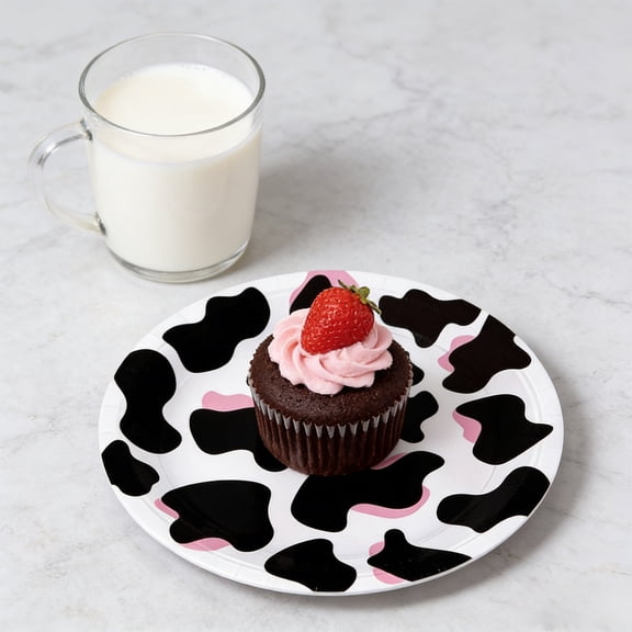 Orangide Cow Themed Disposable Paper Plates 16pcs 7in And 9in Farm Animals Party Tableware Set Cow Print Birthday Party Supplies For Celebration