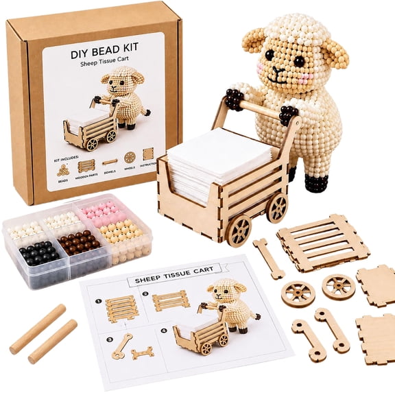 Orangide DIY Bead Kit for Tissue Box, Push Roll Farm Style Handmade Craft Set, Cute Beading Project for Adults, Arts Crafts Gift for Handicraft Lovers