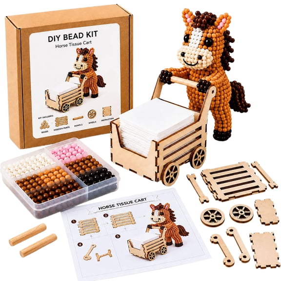 Orangide DIY Bead Kit for Tissue Box, Push Roll Farm Style Handmade Craft Set, Cute Beading Project for Adults, Arts Crafts Gift for Handicraft Lovers