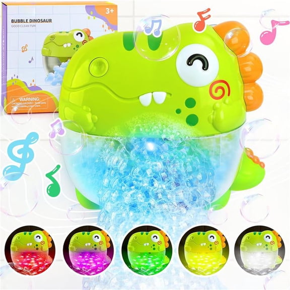 Orangide Dinosaur Bath Toy with Lights and Music, Automatic Bubble Blowing Machine for Kids Toddlers, Fun Water Play Toy, Birthday Gift for Boys Girls