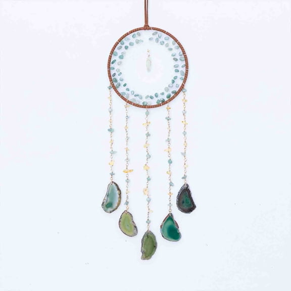 Orangide Dreamcatcher Agate Slice Natural Stone Electroplated Pendant with Rough Edges for Lighting Chandelier Home Wall Hanging Ornament Craft