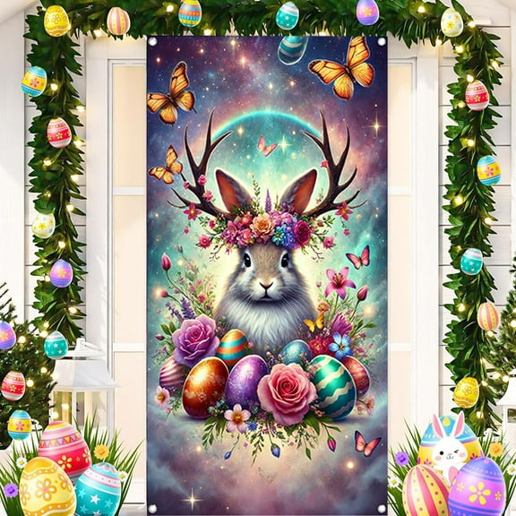 Orangide Easter Background Fabric, Wide Width Easter Decorations, Spring Party Scene Setting, Durable Cloth for Holiday Photo Backdrop Indoor Outdoor Home and Church Event Decoration