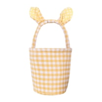 Orangide Easter Bunny Basket for Kids Colored Grid Rabbit Bucket with Handle and Bunny Eears Easter Egg Hunts Tote Bags for Holiday Party Storaging Candy Gifts