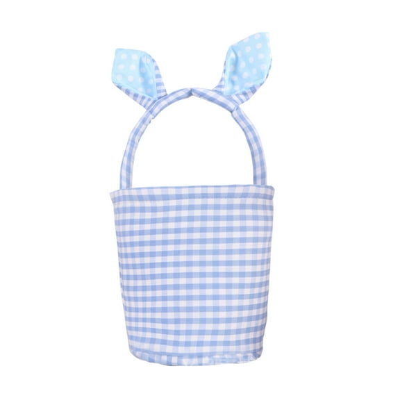 Orangide Easter Bunny Basket for Kids Colored Grid Rabbit Bucket with Handle and Bunny Eears Easter Egg Hunts Tote Bags for Holiday Party Storaging Candy Gifts
