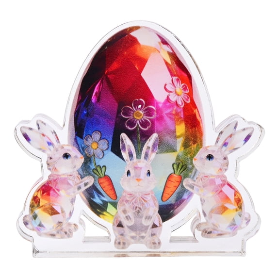 Orangide Easter Bunny Desk Decorations, Acrylic Bunny Figurine with Colorful Egg, 4 Inch Easter Basket Stuffer, Kids Gift for Spring Home Decor and Holiday Celebration
