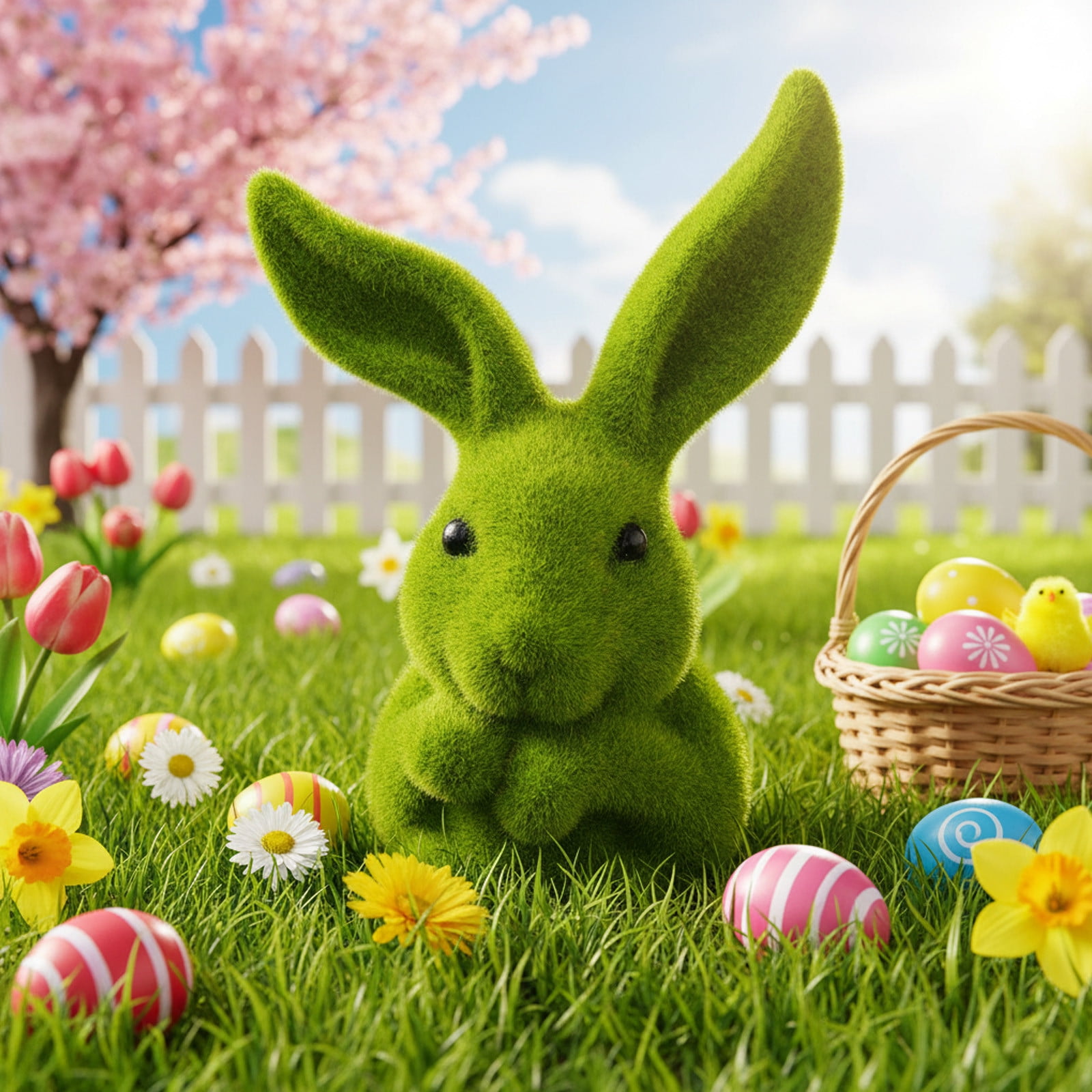 Orangide Easter Bunny Ornament Artificial Green Rabbits Head Sculpture ...