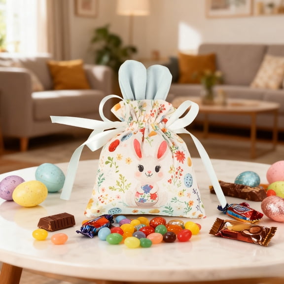 Orangide Easter Candy Bags, Drawstring Treat Bags for Easter Egg Hunt Party Favors, Gift Bags for Kids Classroom Activities Candy Storage and Holiday Celebration Supplies
