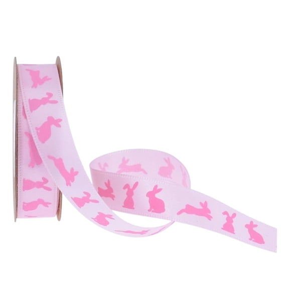 Orangide Easter Ribbon 0.6 In x 10 Yards Cute Bunny Printed Wrapping Ribbon Bow for Easter Eggs Gift Box Craft Decoration and Spring Party Supplies