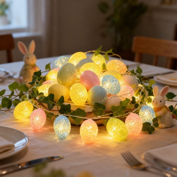 Orangide Easter String Lights 59 Inch Pastel Egg Lights Shatterproof with Timer, Indoor Outdoor Decorations Egg Light String for Party Garden Home Spring Themed Tree Easter Decor