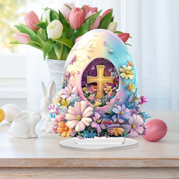 Orangide Easter Visual 2D Table Decoration for Home Living Room Bedroom Festival Tabletop Ornaments Rabbit Carrot Spring Decor 8 Inch