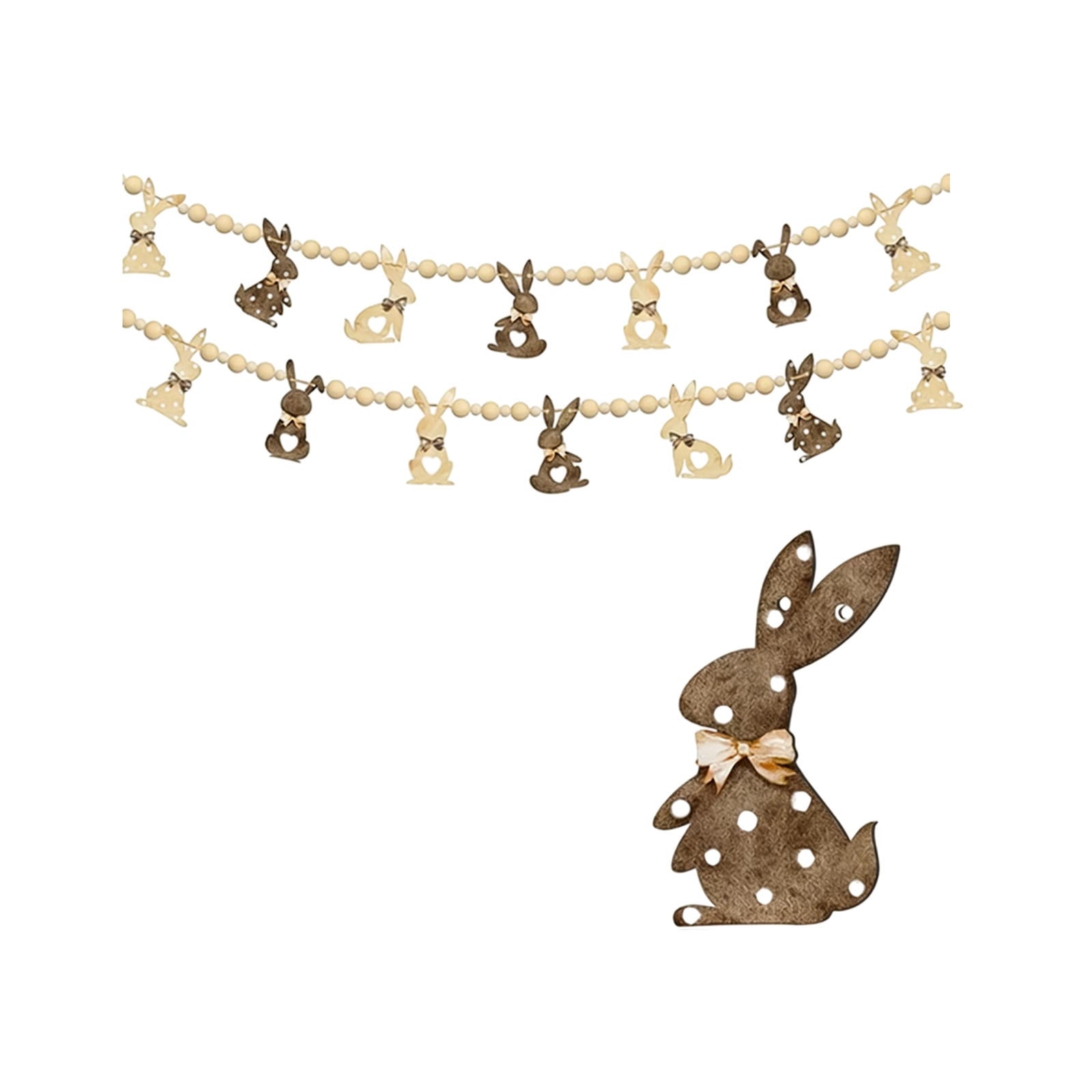 Orangide Easter Wooden Egg Ornament with Rabbit Design, Fireplace ...