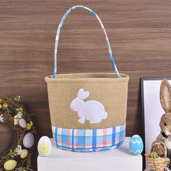 Orangide Easter-themed Decorative Storage Basket, Easter Bunny Striped Basket, Easter Baskets for Kids, Easter Gifts Basket for Girls Baby Children