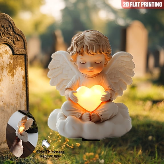 Orangide Eternal Light Angel Garden Stake - 2D Waterproof Durable Ground Insert for Courtyard Yard and Garden Spring Decoration with Ornamental Appeal