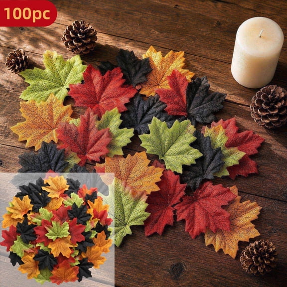 Orangide Fall Maple Leaf Decorations 100 Pcs Artificial Autumn Leaves Bulk Assorted Colors for Thanksgiving Halloween Harvest Centerpieces Table Scatter Craft Supplies