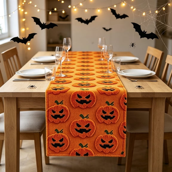 Orangide Farmhouse Pumpkin Table Runner Rustic Fall Harvest Decoration for Dining Table Kitchen Buffet Thanksgiving Holiday Party Decor 13x36 in