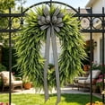 thumbnail image 1 of Orangide Fern Wreath with Black and White Striped Bow, Green Artificial Wreath for Front Door, Farmhouse Spring Summer Home Decor Display Use (14 In), 1 of 6