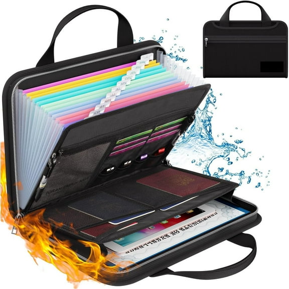 Orangide Fireproof Accordion File Folder with Handle, A4 Document Organizer for Exam Papers, Storage Pouch for Office Home Use, Flame Retardant Design