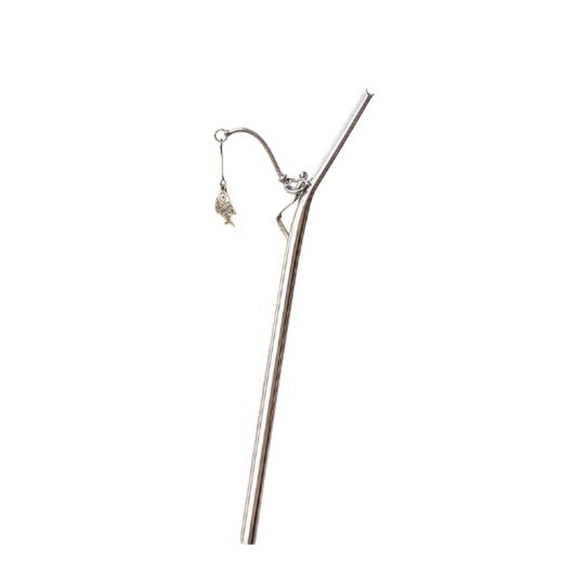 Orangide Fishing Straw Decorative Straw 2 pcs for Drinks - Novelty Straws for Party, Lake, or Beach - Fun Drinking Accessories for Fishing Theme Parties - Reusable Straws