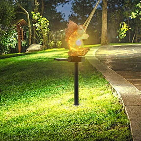 Orangide Garden Decor Animal Figurine Memorial Solar Light Outdoor Stake Patio Yard Art Lawn Ornaments Porch Cute Holiday Decorations Outside Statue Gift for Mom Grandma Women (Squirrel)