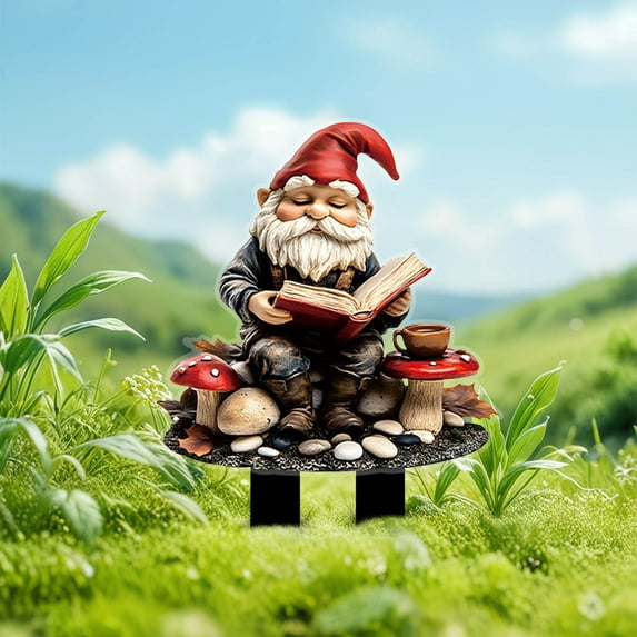Orangide Garden Gnome Stake 2D Outdoor Decoration Dwarf Figure for Ground Planting Potted Plants Yard Landscape Spring and Summer Garden Decor