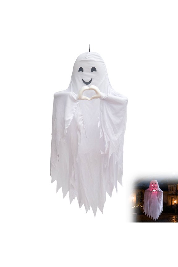 Ghost Ornament White Voice Activated Talking Decorative for Indoor Outdoor Dark Funny Spooky Halloween Decoration for Home Wall Gift Halloween Decorations