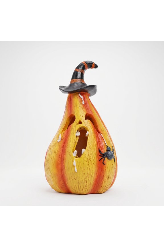 Ghost Pumpkin Resin Figurine Spooky Halloween Decor Cute Ugly Face Statue for Shelf Desk Mantel Party Home Ornament