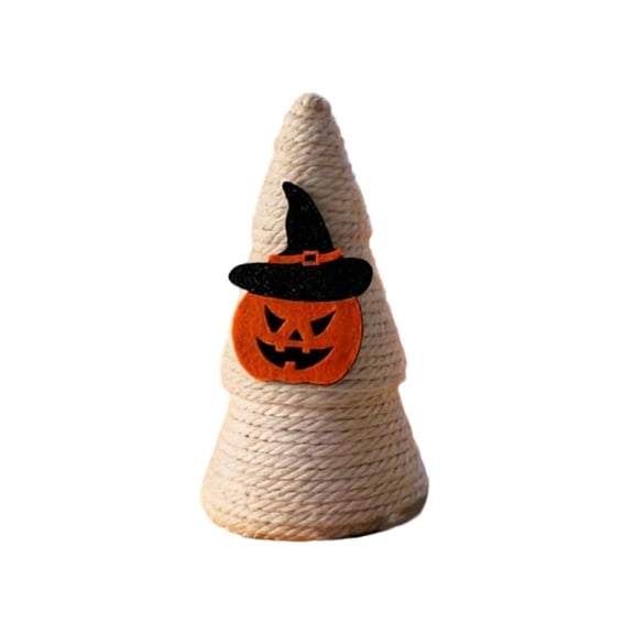 Orangide Halloween Cone Ornaments Rope Wrapped Assorted Felt Bat Pumpkin Ghost Witch Hat Tabletop Decor for Tiered Tray Mantel Shelf Display