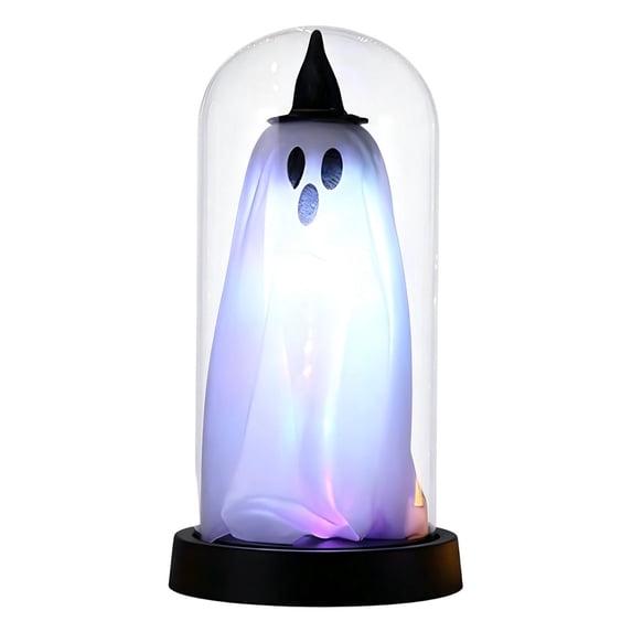 Orangide Halloween Decor Ghost Night Lamp Creative Spooky Glass Cover Small Night Light Battery Operated Funny Scary Atmosphere for Tabletop