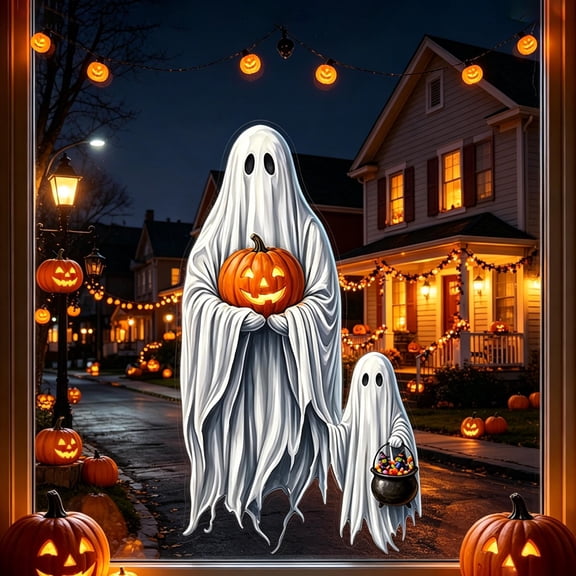 Orangide Halloween Decor Ghost Window Clings Reusable Scary Stickers for Glass Windows Spooky Decals for Party Home Bar