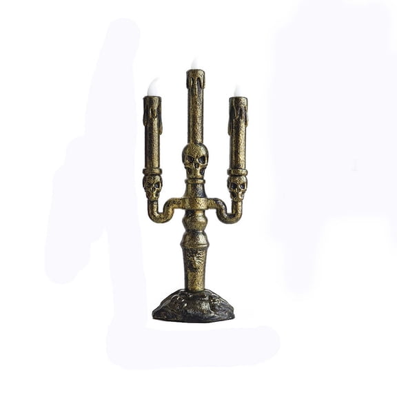 Orangide Halloween Decorations Gold Candle Holder Skeleton Frame Electronic Lamp, Battery Operated Glow Centerpiece for Mantel Table Display