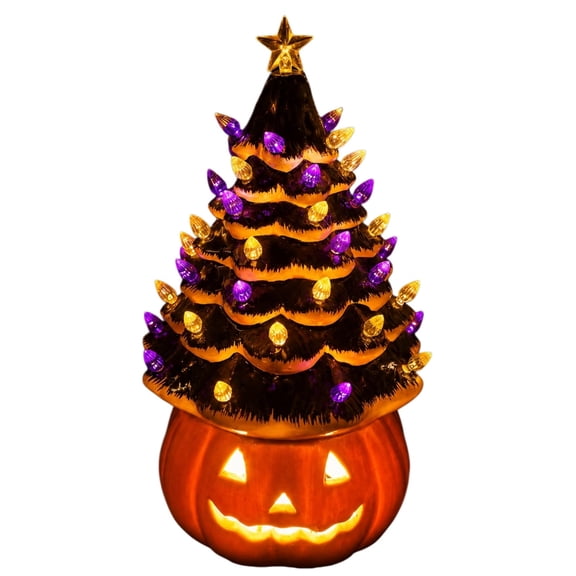 Orangide Halloween Decorations Lighted Tree With Pumpkin Base Decor Battery Operated Glowing Tree For Indoor Home Shelf Display
