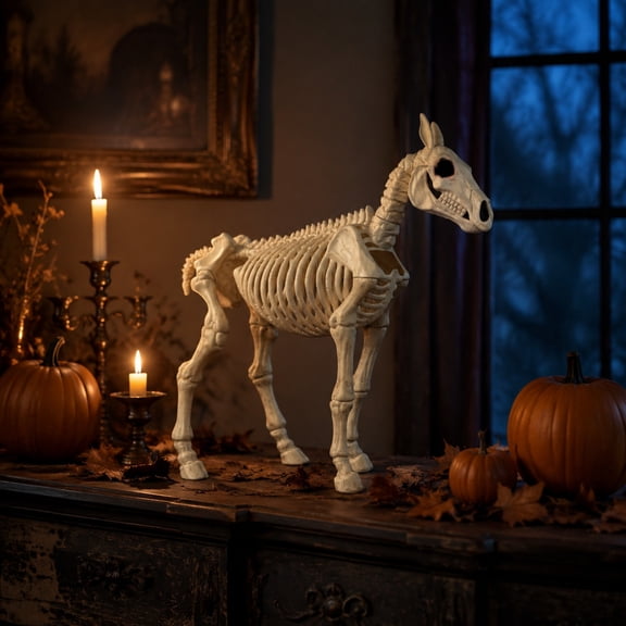 Orangide Halloween Decorations Skeleton Horse Frame Life Size Bone Structure Model, Creepy Anatomy Statue for Indoor Outdoor Yard Haunted Display Prop