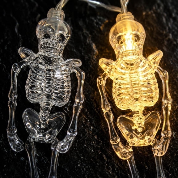 Orangide Halloween Decorations Skeleton String Lights Clear Transparent Bones Fairy Lights for Spooky Holiday Party Bedroom Yard Decor 59 In