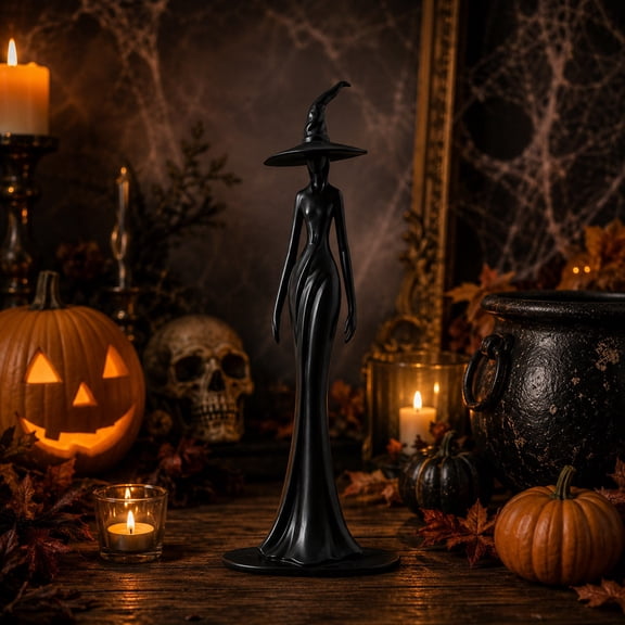 Orangide Halloween Decorations Witch Figurine Statue 3D Printed Minimalist Ornament for Shelf Table Centerpiece Home Fall Display