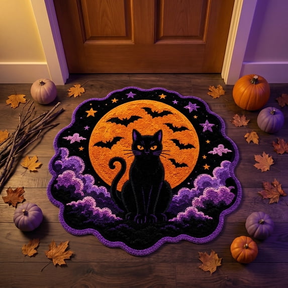 Orangide Halloween Door Mat Indoor Outdoor Welcome Rug with Ghost and Spiders Non-slip Entryway Mat for Front Porch Patio Home Fall Decoration