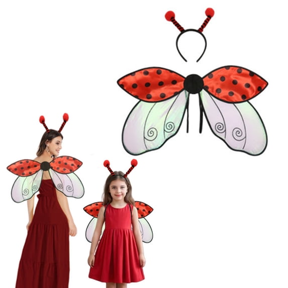 Orangide Halloween Fairy Wings for Girls Women Sparkly Dress Up Wings with Elastic Straps Party Favor Costume Accessory