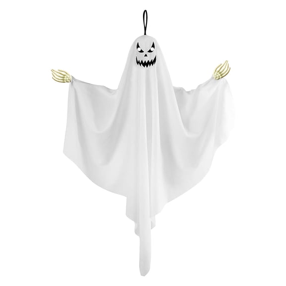 Orangide Halloween Ghost Hanging Ornament with Hand Bones Non-Glowing Cute Expression for Home Door Window Spooky Decoration Indoor Outdoor Porch