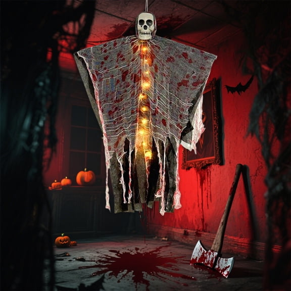 Orangide Halloween Glowing Skeleton Hanging Decoration for Porch Tree Party Scene Setup Props Spooky Outdoor Halloween Display