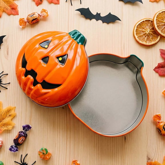 Orangide Halloween Iron Pumpkin Ghost Storage Box, Multi Purpose Candy Box For Halloween Decorations, Spooky Iron Container For Candy And Treats, Tabletop Ornament