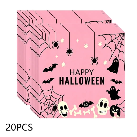 Orangide Halloween Napkins Disposable Party 20 Pcs Pink Soft Absorbent Paper Tissue for Holiday Festive Dinner Table Decor Supplies